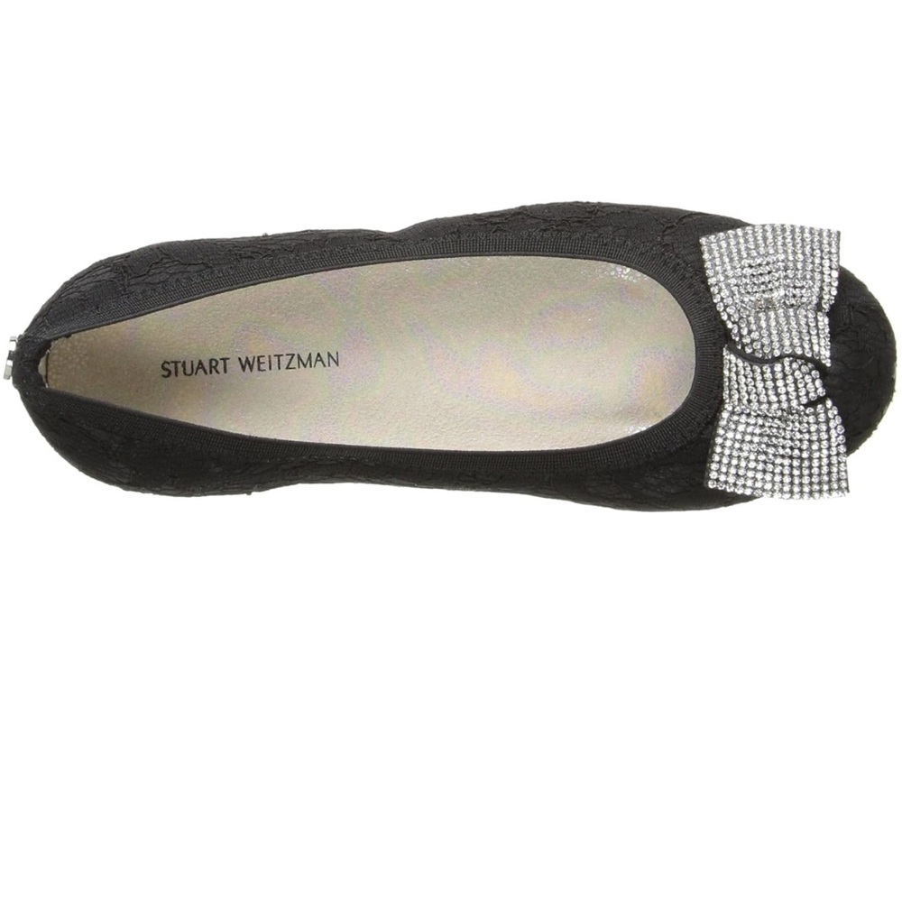 NIB -Stuart Weitzman Fiona Lace and Rhinestone Bow Ballet Flat - Toddler Girls 8